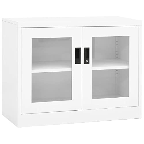 YEZIYIYFOB Büroschrank Weiß 90x40x70 cm Stahl Metallschrank Werkzeugschrank Aktenschrank Werkstattschrank MöBel FüR Arbeitszimmer Aktenschrank AbschließBar Typischem-Stil mit 1 Einlegeböden von YEZIYIYFOB