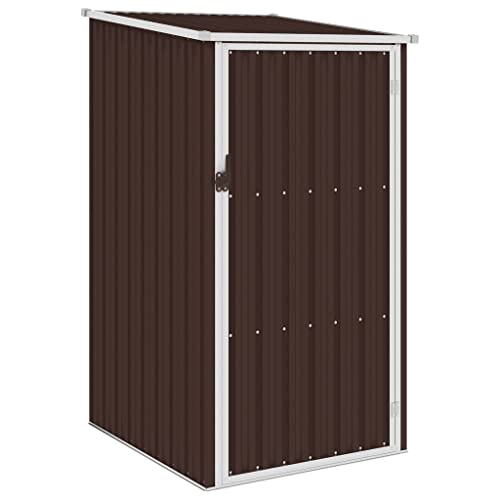 YEZIYIYFOB Gerätehaus Braun 87x98x159 cm Verzinkter Stahl Gartenhaus Metall Fahrradgarage Gartenschrank Wetterfest GeräTehaus Metall Outdoor Schrank GeräTeschuppen Metall GartenhüTte Viel Platz von YEZIYIYFOB