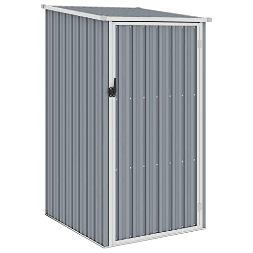 YEZIYIYFOB Gerätehaus Grau 87x98x159 cm Verzinkter Stahl Gartenschrank Gartenhaus Metall Fahrradgarage Gartenschrank Wetterfest Fahrradunterstand GeräTehaus Metall Outdoor Schrank Viel Platz von YEZIYIYFOB