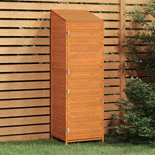 YEZIYIYFOB Geräteschuppen Braun 55x52x174,5 cm Massivholz Tanne Gartenschrank Gartenhaus Holz Gartenschrank Wetterfest GeräTeschuppen Holz Outdoor Schrank Gartenschrank FüR Den AußEnbereich von YEZIYIYFOB