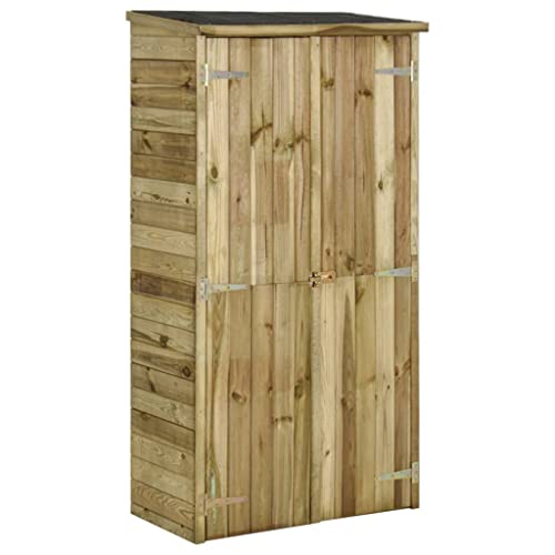 YEZIYIYFOB Geräteschuppen Kiefernholz 85x48x177 cm Gartenschrank Gartenhaus Holz Gartenschrank Wetterfest Outdoor Schrank Gartenschrank FüR Den AußEnbereich 3 Regale&1 großen Fach von YEZIYIYFOB