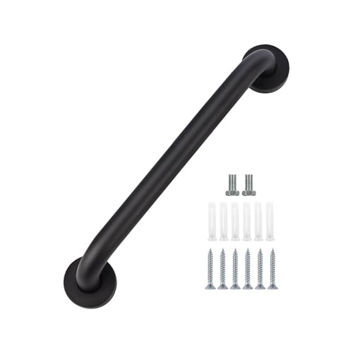YF Dusche Haltegriff, 40 cm Edelstahl Badezimmer Haltegriff Bar, Schwarz Anti-Rutsch Dusche Haltegriff Bar Dusche Bad Handle Hand Rail Support Dusche Toilette Hilfe Balance Bar von YF