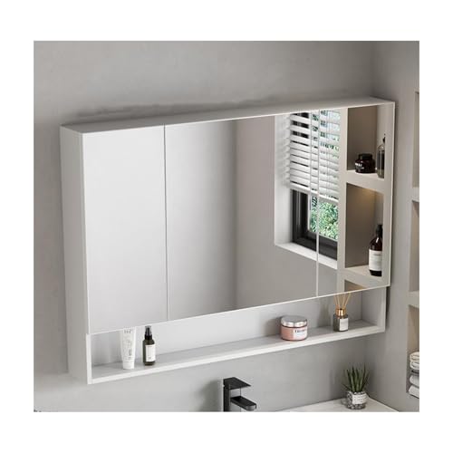 YFAURNDE Badezimmer Spiegelschrank,Badezimmerschrank mit Spiegel,Beauty-Aufbewahrung, Smart Touch, druckfest und formstabil, mit Ablageflächen(White) von YFAURNDE