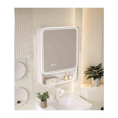 YFAURNDE Badezimmer Spiegelschrank mit Türen,Hängeschrank badspiegel,Space Aluminium, Bogen, Badezimmer Wandmontage, Beauty-Aufbewahrungsregal(White,40cm/16in) von YFAURNDE