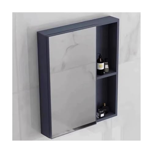 YFAURNDE Badspiegelschrank, Hängende Wandschränke mit Spiegeln, Space Aluminium, Aufbewahrungsbox, Aufbewahrungsbox, offenes Fach(Blue,55 * 65 * 11CM) von YFAURNDE