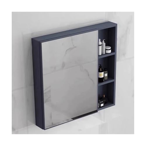 YFAURNDE Badspiegelschrank, Hängende Wandschränke mit Spiegeln, Space Aluminium, Aufbewahrungsbox, Aufbewahrungsbox, offenes Fach(Blue,75 * 65 * 11CM) von YFAURNDE