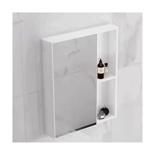 YFAURNDE Badspiegelschrank, Hängende Wandschränke mit Spiegeln, Space Aluminium, Aufbewahrungsbox, Aufbewahrungsbox, offenes Fach(White,55 * 60 * 11CM) von YFAURNDE