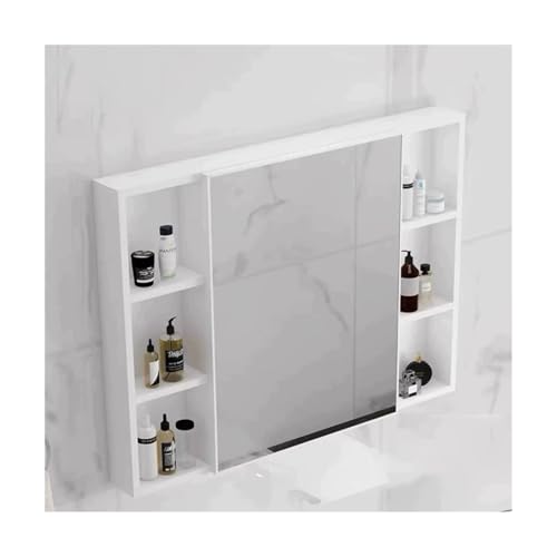 YFAURNDE Badspiegelschrank, Hängende Wandschränke mit Spiegeln, Space Aluminium, Aufbewahrungsbox, Aufbewahrungsbox, offenes Fach(White,90 * 65 * 11CM) von YFAURNDE