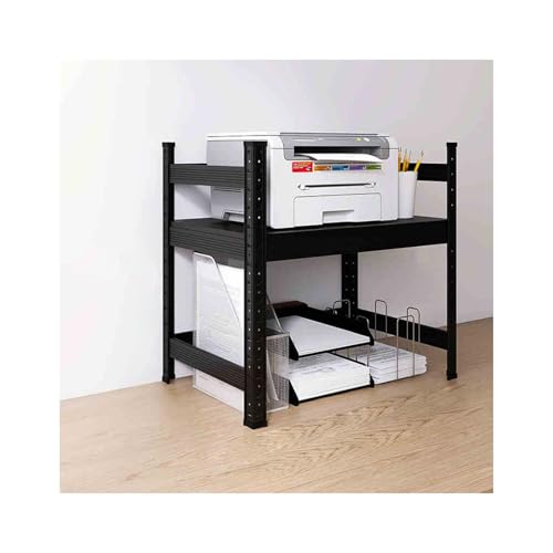 YFAURNDE Druckerwagen,Druckerhalter,2-Ebene Druckertisch,Desktop Drucker Stand,Regal für Drucker,Bücherregal Druckerregal,Geeignet für Zuhause, Büro, Küchenregal(Black) von YFAURNDE