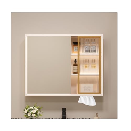 YFAURNDE Hängeschrank badspiegel,Angemessene Partitionsspeicherung, hochauflösender Spiegel, wasserdicht und feuchtigkeitsbeständig, druckbeständig und langlebig(White,70cm/27.5in) von YFAURNDE