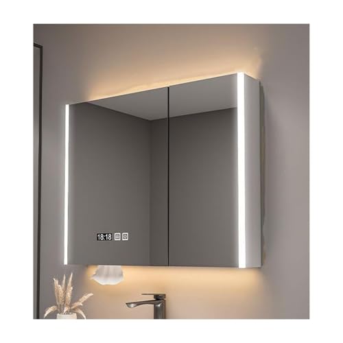 YFAURNDE Hängeschrank badspiegel,Robust und verschleißfest, hohe Tragfähigkeit, hochauflösender Silberspiegel, geeignet for Badezimmer und Waschküchen(White,70cm/27.5in) von YFAURNDE