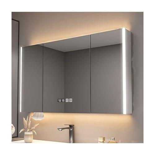 YFAURNDE Hängeschrank badspiegel,Robust und verschleißfest, hohe Tragfähigkeit, hochauflösender Silberspiegel, geeignet for Badezimmer und Waschküchen(White,90cm/35.4in) von YFAURNDE