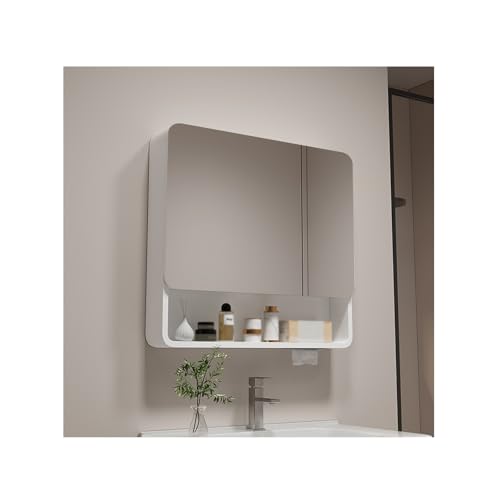 YFAURNDE Hängeschrank badspiegel Spiegelschrank, spiegelschrank Bad,Badezimmer Medizin Spiegel Schrank Hochauflösender Spiegel/Stauraum/einfache Installation/Multifunktion(White,78cm/30.7in) von YFAURNDE
