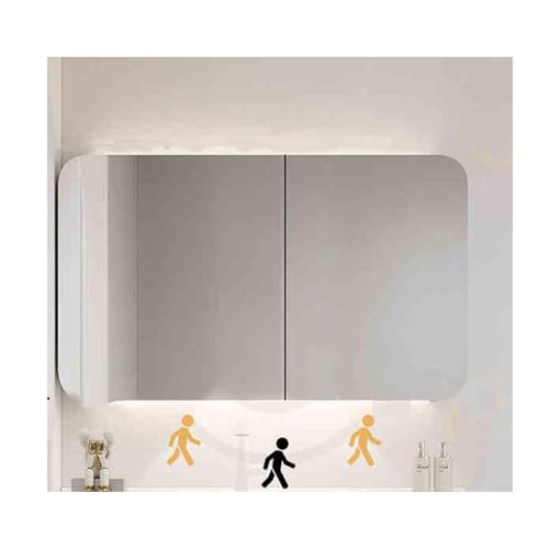 YFAURNDE Hängeschrank badspiegel spiegelschrank Bad,Sensordesign/abgerundete Ecken aus Massivholz/einfache Aufbewahrung/Taschentuchloch/mehrschichtige Aufbewahrung/wasserdicht(68cm/26.7in) von YFAURNDE
