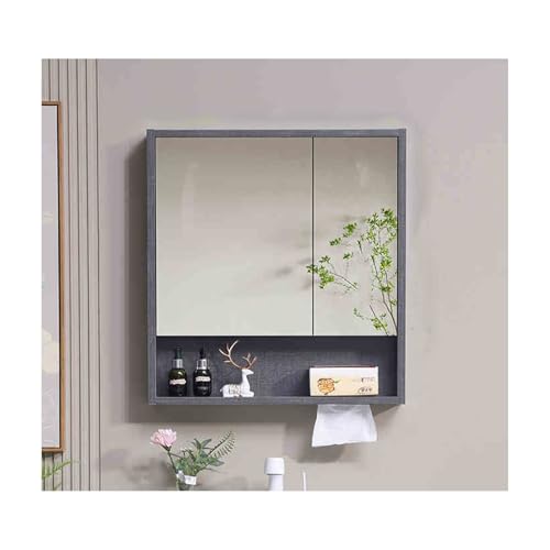 YFAURNDE Mutital Spiegelschrank Hängeschrank badspiegel, spiegelschränke fürs Bad, Mit Spiegel/großem Stauraum/Hardware-Zubehör/einfache Installation/Geräuschunterdrückung(Gray,80cm/31.5in) von YFAURNDE