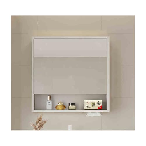 YFAURNDE Mutital Spiegelschrank Hängeschrank badspiegel, spiegelschränke fürs Bad, Mit Spiegel/großem Stauraum/Hardware-Zubehör/einfache Installation/Geräuschunterdrückung(White,60cm/23.6in) von YFAURNDE
