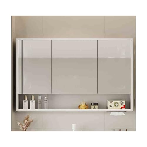 YFAURNDE Mutital Spiegelschrank Hängeschrank badspiegel, spiegelschränke fürs Bad, Mit Spiegel/großem Stauraum/Hardware-Zubehör/einfache Installation/Geräuschunterdrückung(White,90cm/35.4in) von YFAURNDE