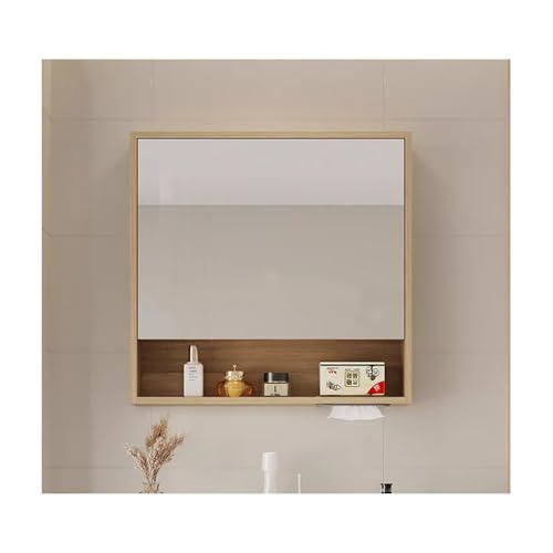 YFAURNDE Mutital Spiegelschrank Hängeschrank badspiegel, spiegelschränke fürs Bad, Mit Spiegel/großem Stauraum/Hardware-Zubehör/einfache Installation/Geräuschunterdrückung(Wood,60cm/23.6in) von YFAURNDE