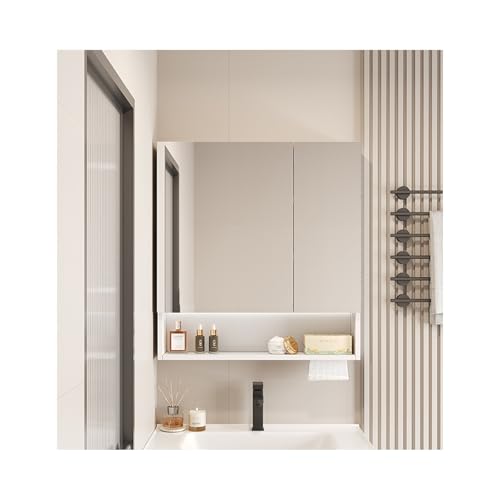YFAURNDE Mutital Spiegelschrank Hängeschrank badspiegel Aluminiumlegierung, multifunktionales Regal, platzsparend, wandmontierte Spiegelbox-Aufbewahrung, offenes Fach(Ordinary Model,70 * 75cm) von YFAURNDE