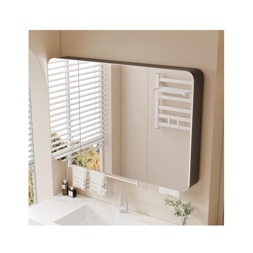 YFAURNDE Mutital Spiegelschrank Hängeschrank badspiegel Mehrschichtige Aufbewahrung, wasserdicht, kann zur Aufbewahrung von Toilettenartikeln und Medikamenten verwendet Werden(Gray,90cm/35.4in) von YFAURNDE