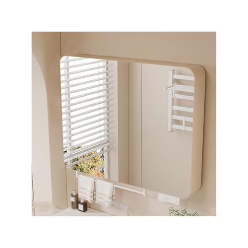 YFAURNDE Mutital Spiegelschrank Hängeschrank badspiegel Mehrschichtige Aufbewahrung, wasserdicht, kann zur Aufbewahrung von Toilettenartikeln und Medikamenten verwendet Werden(Latte,80cm/31.4in) von YFAURNDE