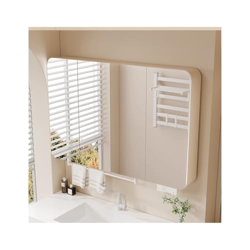 YFAURNDE Mutital Spiegelschrank Hängeschrank badspiegel Mehrschichtige Aufbewahrung, wasserdicht, kann zur Aufbewahrung von Toilettenartikeln und Medikamenten verwendet Werden(Latte,90cm/35.4in) von YFAURNDE