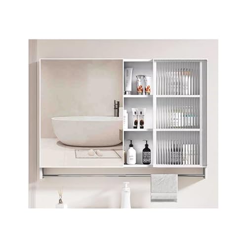 YFAURNDE Schrank mit Badezimmerspiegel Mutital Spiegelschrank Hängeschrank Spiegelschrank fürs Bad,Robust, stabil und langlebig/Großer Stauraum/Hochauflösender Spiegel(White,90cm/35.4in) von YFAURNDE