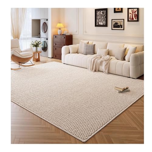 YFAURNDE Sisal-Imitat-Teppich, Großflächenteppich, Sofa-Anti-Katzen-Kratzmatte, Teppich im mittelalterlichen Stil,Weich, rutschfest, waschbar(Pearl White,200 * 340cm/79 * 134in) von YFAURNDE