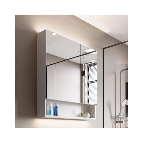 YFAURNDE Spiegelschrank Bad,Hängeschrank badspiegel,Regalaufbewahrung/Einfache Montage/Offene Aufbewahrung/Einfache Aufbewahrung/Geeignet für Badezimmer und Toiletten(90cm/35.4in) von YFAURNDE