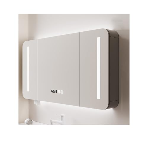 YFAURNDE Wandschrank Badschrank Badspiegel badezimmerschrank hängend, Unterteilter Stauraum, Keine Angst vor Feuchtigkeit, bietet Platz für Handtücher und Toilettenartikel(90cm/35.4in) von YFAURNDE