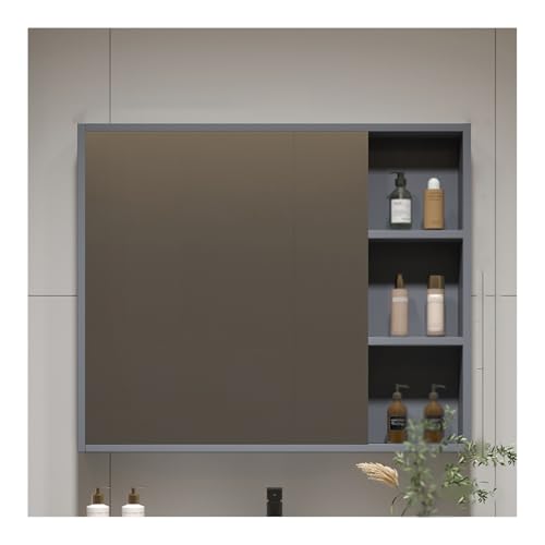 YFAURNDE Wandschrank Badschrank Badspiegel badschrank mit Spiegel, spiegelschränke fürs Bad, Stauraum/HD-Spiegel/Integrierte Taschentuchbox/Langlebig(Gray,70cm/27.5in) von YFAURNDE