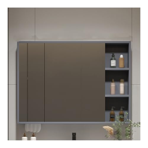 YFAURNDE Wandschrank Badschrank Badspiegel badschrank mit Spiegel, spiegelschränke fürs Bad, Stauraum/HD-Spiegel/Integrierte Taschentuchbox/Langlebig(Gray,90cm/35.4in) von YFAURNDE