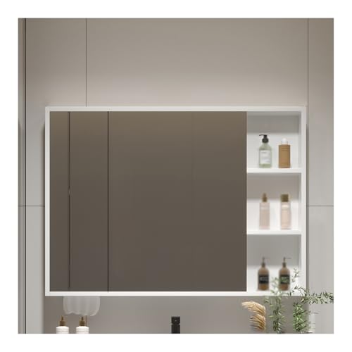 YFAURNDE Wandschrank Badschrank Badspiegel badschrank mit Spiegel, spiegelschränke fürs Bad, Stauraum/HD-Spiegel/Integrierte Taschentuchbox/Langlebig(White,90cm/35.4in) von YFAURNDE