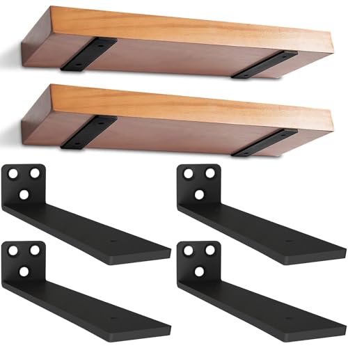 4 stück Regalhalterung Regalträger, Schwerlast Schwimmende Regalhalterungen für Wandanbringung DIY offenes mit Schraube und Ankern, Tragkraft 70 KG ( (Schwarz, 20 cm) 8in von YFCVIP