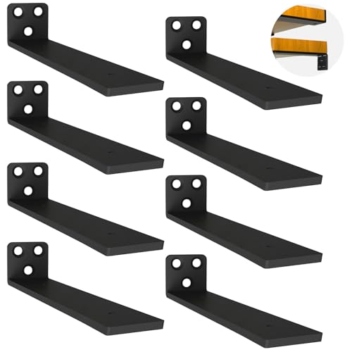 8 Stück Schwebende Regalhalterungen, Schwerlast Schwimmende Regalhalterungen, Robuste Metallwandhalterungen für Wandanbringung DIY offenes Regal (Schwarz, 25 cm)10in von YFCVIP