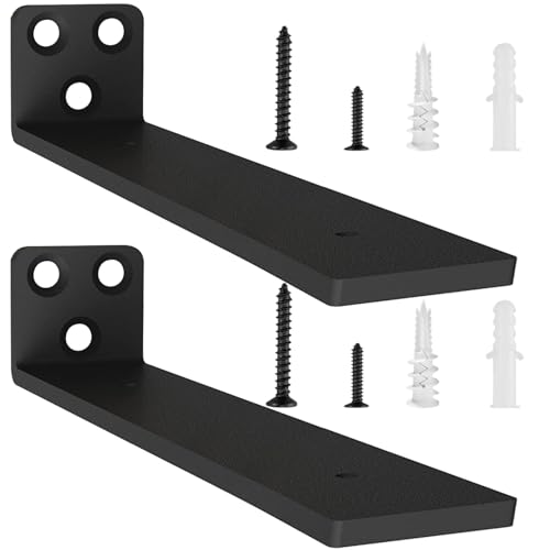 2 Stücke Regalhalterung Regalträger 30cm, Schwerlast L Regalwinkel mit Befestigungsschrauben für Wohnzimmer | Büro| Küchen, Tragkraft 75 KG (Schwarz) 12in von YFCVIP