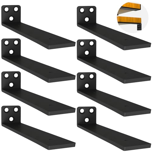 8 Stück Schwebende Regalhalterungen, Schwerlast Schwimmende Regalhalterungen, Robuste Metallwandhalterungen für Wandanbringung DIY offenes Regal (Schwarz, 30 cm) 12in von YFCVIP