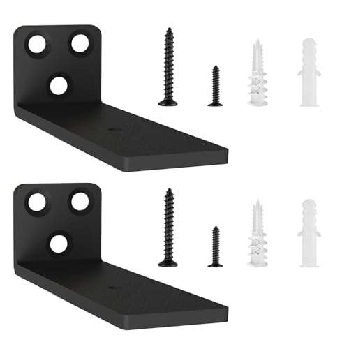 2 Stücke Regalhalterung Regalträger 10cm, Schwerlast L Regalwinkel mit Befestigungsschrauben für Wohnzimmer | Büro| Küchen, Tragkraft 75 KG (Schwarz) 4in von YFCVIP
