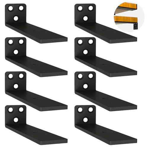 8 Stück Schwebende Regalhalterungen, Schwerlast Schwimmende Regalhalterungen, Robuste Metallwandhalterungen für Wandanbringung DIY offenes Regal (Schwarz, 12,5 cm) 5in von YFCVIP
