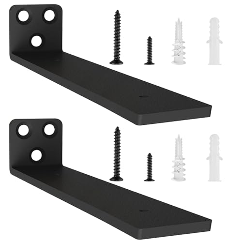2 Stücke Regalhalterung Regalträger 20cm, Schwerlast L Regalwinkel mit Befestigungsschrauben für Wohnzimmer | Büro| Küchen, Tragkraft 75 KG (Schwarz) 8in von YFCVIP