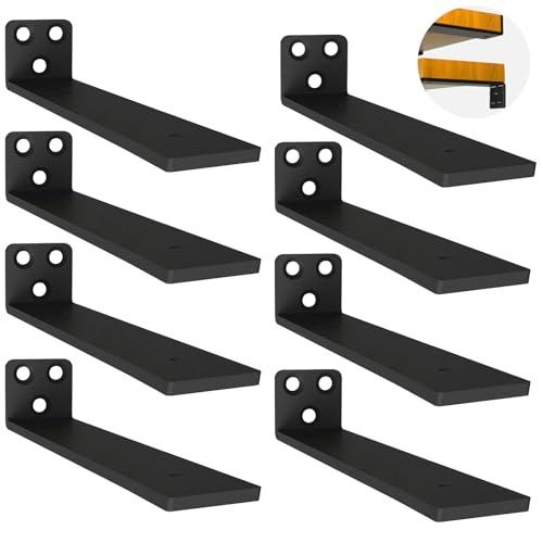 8 Stück Schwebende Regalhalterungen, Schwerlast Schwimmende Regalhalterungen, Robuste Metallwandhalterungen für Wandanbringung DIY offenes Regal (Schwarz, 20 cm) 8in von YFCVIP