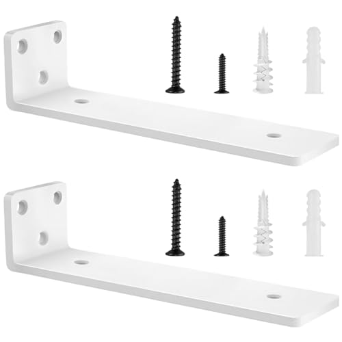 2 Stücke Regalhalterung Regalträger 25cm, Schwerlast L Regalwinkel mit Befestigungsschrauben für Wohnzimmer | Büro| Küchen, Tragkraft 75 KG (Weiß) 10in von YFCVIP