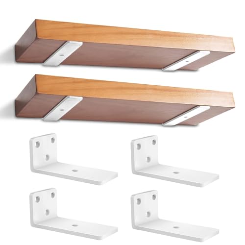 4 stück Regalhalterung Regalträger, Schwerlast Schwimmende Regalhalterungen für Wandanbringung DIY offenes mit Schraube und Ankern, Tragkraft 70 KG ( (Weiß, 10 cm) 4in von YFCVIP