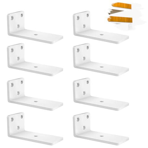 8 Stück Schwebende Regalhalterungen, Schwerlast Schwimmende Regalhalterungen, Robuste Metallwandhalterungen für Wandanbringung DIY offenes Regal (Weiß, 10 cm) 4in von YFCVIP