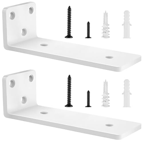 2 Stücke Regalhalterung Regalträger 20cm, Schwerlast L Regalwinkel mit Befestigungsschrauben für Wohnzimmer | Büro| Küchen, Tragkraft 75 KG (Weiß) 8in von YFCVIP