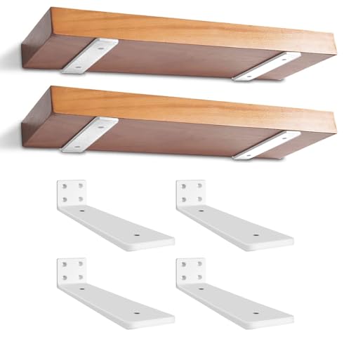 4 Stück Schwebende Regalhalterungen, 20cm Schwimmende Regalhalterung Regalwinkel, Schwerlast Regalwinkel, Metallwandhalterungen für die Wandmontage, Weiß von YFCVIP