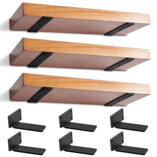 6 STK Regalhalterung 12,5cm, Winkel Regalhalterung, Schwerlast regalhalterung schwebend, 5mm Dick Regalwinkel Metall 90 grad mit Schrauben | Schwarz von YFCVIP