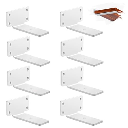 8 Stücke Schwerlast Schwimmende Regalhalterung 12,5cm, Regalwinkel Weiß Metall, Wandhalterung Winkel Regal Ideal für Wohnzimmer | Küche | Esszimmer | Arbeitszimmer (Weiß) von YFCVIP