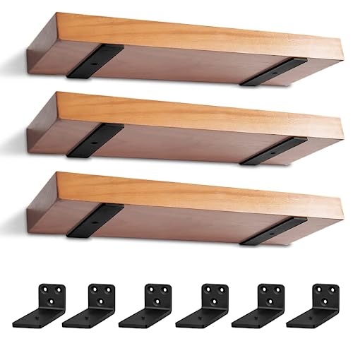 6 Stück Regalträger, Schwerlastträger Schwarz Regalhalterung Wandträger Unterstützung Schwarz Metall L-Eckstrebe mit Befestigungsschrauben für Wohnzimmer | Büro| Küchen for Shelves Support (4"x6") von YFCVIP