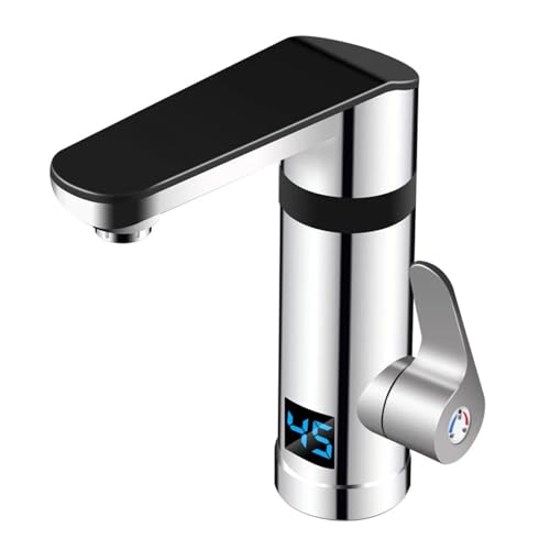 3000 W Küche Instant Elektrische Warmwasserbereiter Wasserhahn Tankless Schnell Heiße Heizung Wasser Heizung Wasserhahn Mit Temperatur Display Schnell Sicher(Sliver) von YFDGD